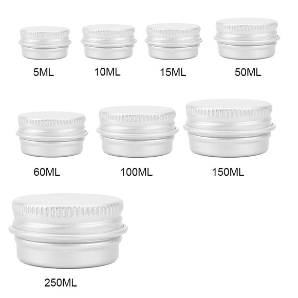 Empty Aluminum Jars Refillable Cosmetic Bottle Ointment Cream Lip Balm Containers Nail Derocation Nail Gel Powder Makeup Tools