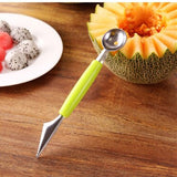 2in1 Dual-head Fruit Ball Carving Knife Kiwi Fruit Waterlemon Scoop Melon Digger Fruit Jar Mashed Potato Baller Ice Cream Spoon