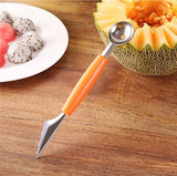 2in1 Dual-head Fruit Ball Carving Knife Kiwi Fruit Waterlemon Scoop Melon Digger Fruit Jar Mashed Potato Baller Ice Cream Spoon