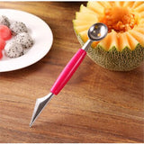 2in1 Dual-head Fruit Ball Carving Knife Kiwi Fruit Waterlemon Scoop Melon Digger Fruit Jar Mashed Potato Baller Ice Cream Spoon