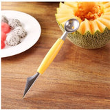 2in1 Dual-head Fruit Ball Carving Knife Kiwi Fruit Waterlemon Scoop Melon Digger Fruit Jar Mashed Potato Baller Ice Cream Spoon