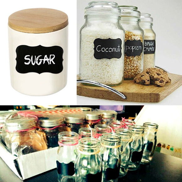 8pcs Self-Adhesive Chalkboard Stickers Black Square Glass Spice Jars Label Chalkboard Label Reusable Blackboard Stickers