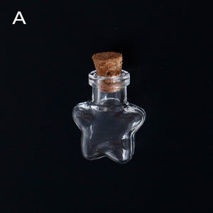 10 Shape Mini Glass Bottles Key Chain Pendants Small Wishing Bottles With Cork Vial Arts Jars For Bracelets Gifts