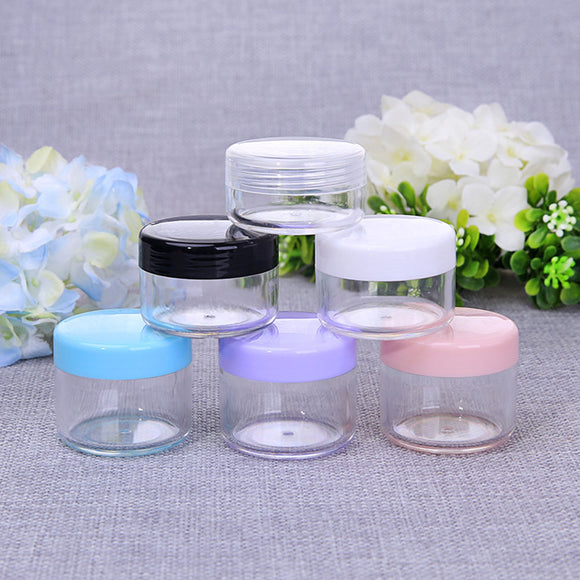 Cosmetics Jar Box Makeup Cream Nail Art Cosmetic Bead Storage Pot Container Round Bottle Portable Plastic Transparent Case