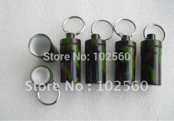 Waterproof Aluminum Medicine Pill Box Case Bottle Cache Drug Holder Keychain Container