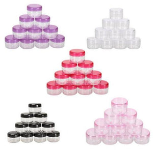 10PCS Cosmetics Jar Box Makeup Cream Nail Art Cosmetic Bead Storage Pot Container Round Bottle Portable Plastic Transparent Case