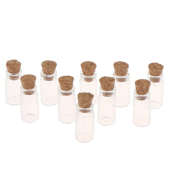 1/10Pcs 1:12 Miniature Display Glass Bottles Jars with Cork for Food Storage Dollhouse Kitchen Accessories