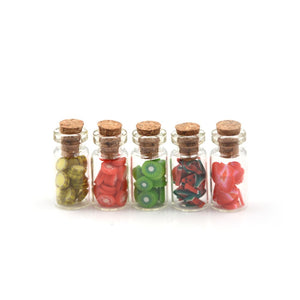 1/10Pcs 1:12 Miniature Display Glass Bottles Jars with Cork for Food Storage Dollhouse Kitchen Accessories