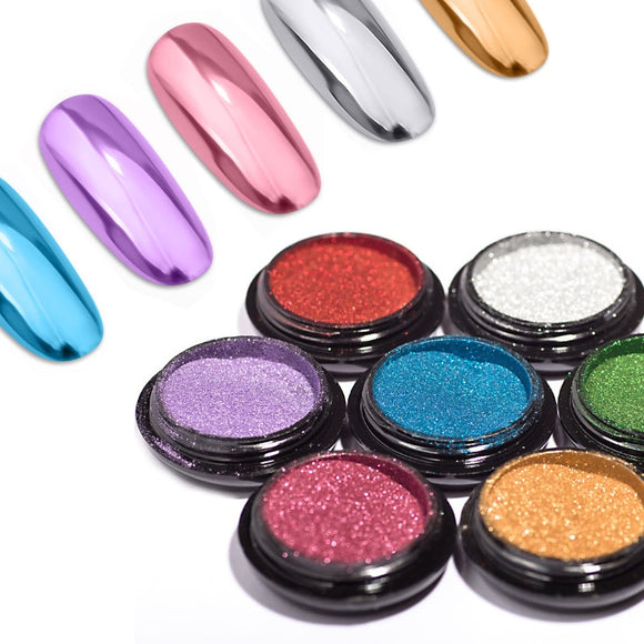 0.5g/jar Nail Mirror Powder 12 Colors Metallic Effect Chrome Nail Art Glitter UV Gel Nail Polish Titanium Pigment Decoration