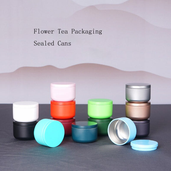 Mini Tin Storage Box Small Coffee Tea Caddy Storage Jar Round Sealed Portable Flower Tea Packaging Sealed Cans Sweetmeats Cans