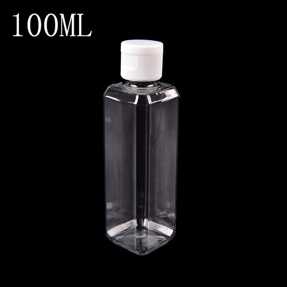 Hot 1/2pcs 100ml Clear Flip Empty Bottles Cap Refillable Bottle Transparent Makeup Liquid Cosmetic Jar Small Simple Container