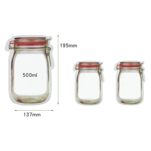 Reusable Mason Jar Bottles Bags Nuts Candy Cookies Bag Seal Fresh Food Storage Bag Snacks Zipper Sealed Kitchen Organizer