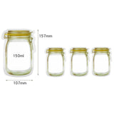 Reusable Mason Jar Bottles Bags Nuts Candy Cookies Bag Seal Fresh Food Storage Bag Snacks Zipper Sealed Kitchen Organizer