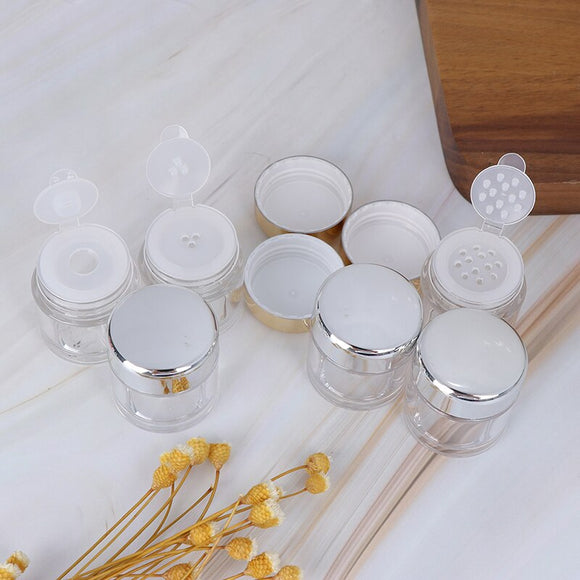 5ml Plastic Empty Loose Powder Pot With Sieve Cosmetic Makeup Jar Container Handheld Portable Sifter With Black Cap