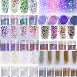 4 Jars Holographic Effect Nail Glitter Set For UV Gel Polish 10ml Fine Glitter Sparkles Acrylic Nail Art Glitter Manicure Dust