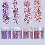 4 Jars Holographic Effect Nail Glitter Set For UV Gel Polish 10ml Fine Glitter Sparkles Acrylic Nail Art Glitter Manicure Dust