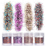 4 Jars Holographic Effect Nail Glitter Set For UV Gel Polish 10ml Fine Glitter Sparkles Acrylic Nail Art Glitter Manicure Dust