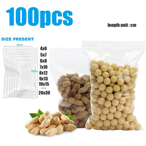 100pcs Ziplock Bags kitchen food Reclosable Vacuum Storage Bag Clear  Food Storage Package Jewelry packaging bags