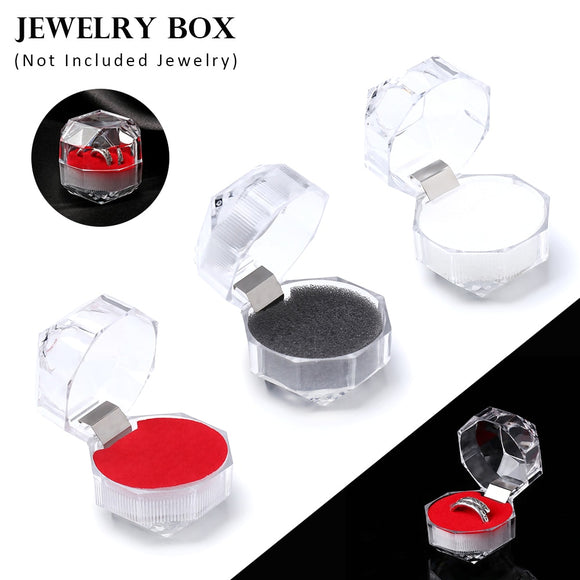 1PC Transparent Acrylic Crystal Ring Box Earring Storage Display Case Organizer Wedding Jewelry Holder Package Boxes 3 Colors