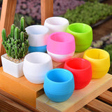 Mini Colourful Round Plastic Plant Flower Pot Garden Home Office Decoration Planter Desktop Flower Pots Dropshipping